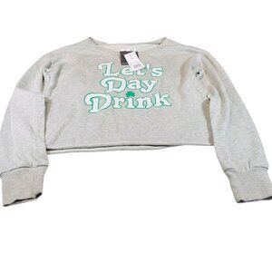 Grayson Threads Womens Size Small Sweatshirt Cropped Lets Day Drink Gray New